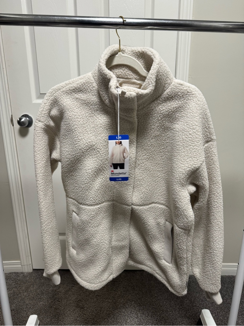 Mondetta Cream Teddy Sherpa Zip Jacket L